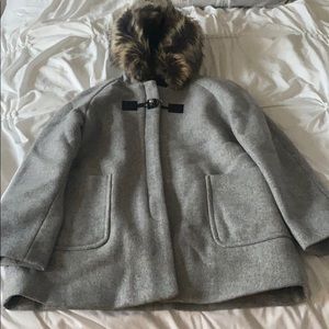 Zara girls duffle coat with faux fur